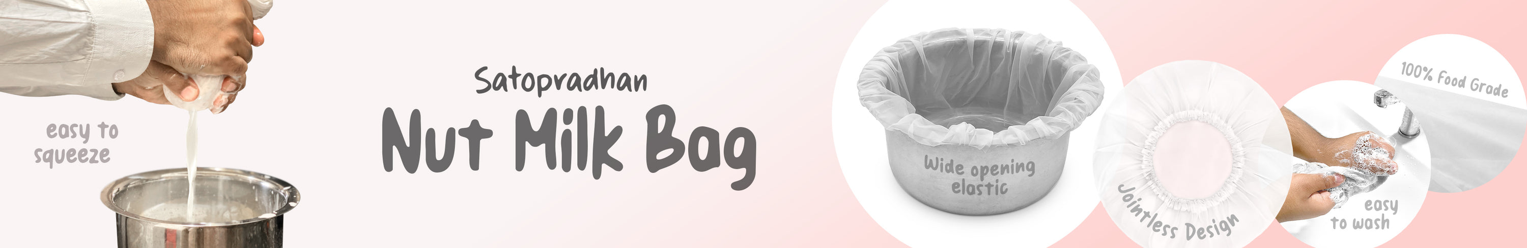 satopradhan food grade, jointless, nylon cloth nut milk bag