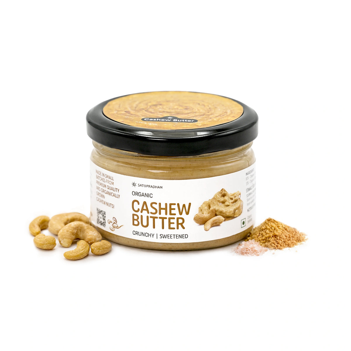 Pure Cashew Nut Butter 200g - Organic, Mildly Sweetened, Smooth & Crunchy - No Refined Sugar, Gluten-Free, Vegan, Keto Friendly