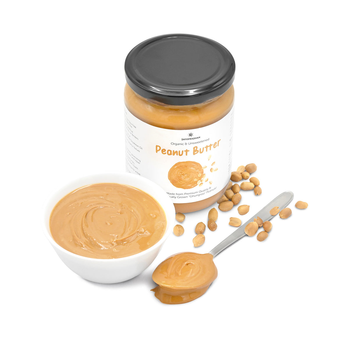 Natural Peanut Butter Creamy Unsweetened - 500g | All Natural, Gluten-Free & Vegan | Ghungroo/Java Peanuts | No Hydrogenated Soyabean Oil or Refined Sugar | Plant-Based Protein & Healthy Fats
