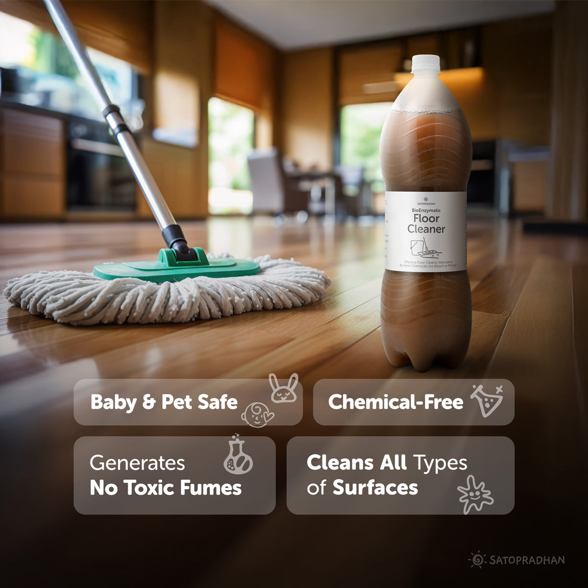 baby and pet safe, chemical free, generates no toxic fumes, clean all types of surfaces