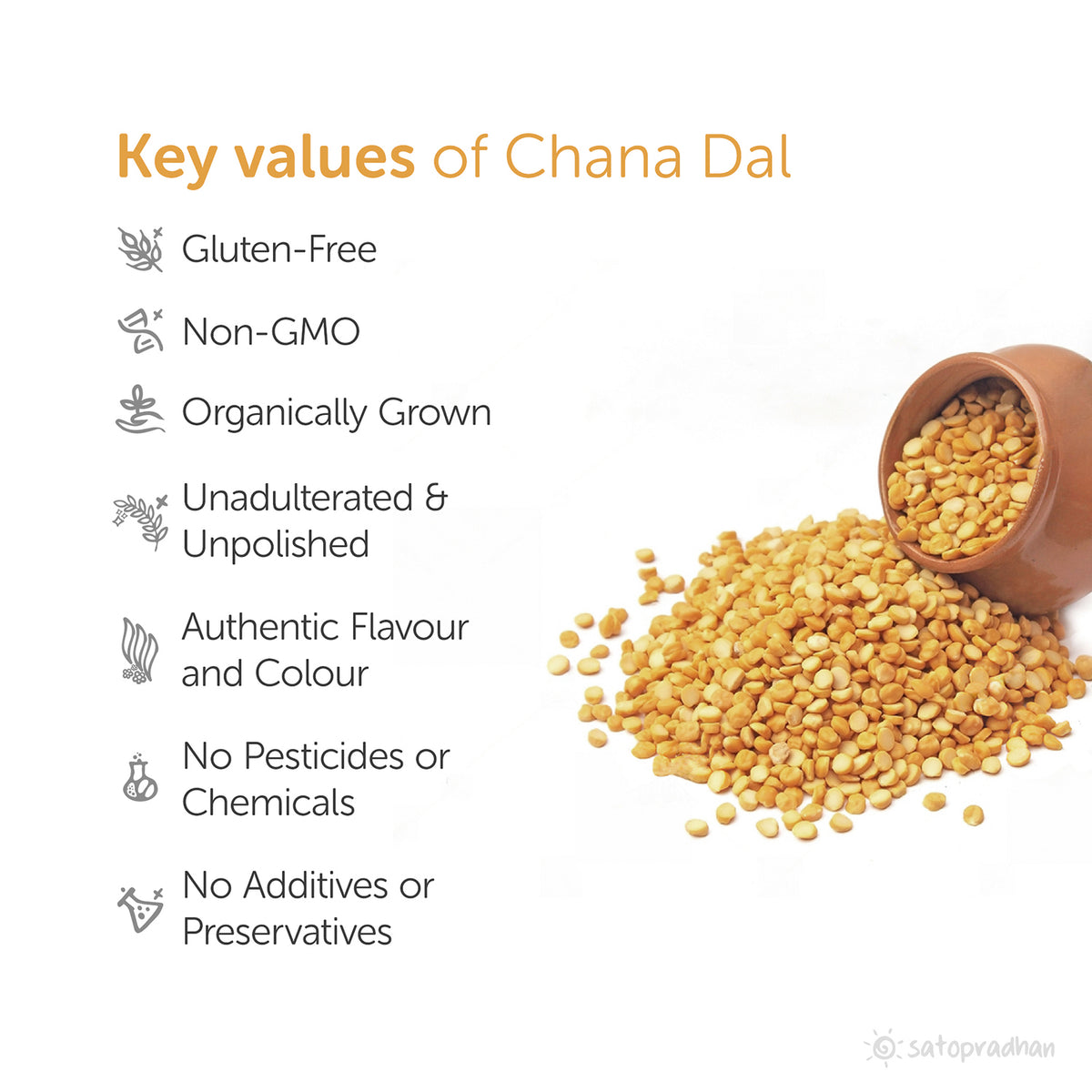 Chana Dal - Bengal Gram Split 800g - Purely Natural,  Organic &  Unpolished without Preservatives