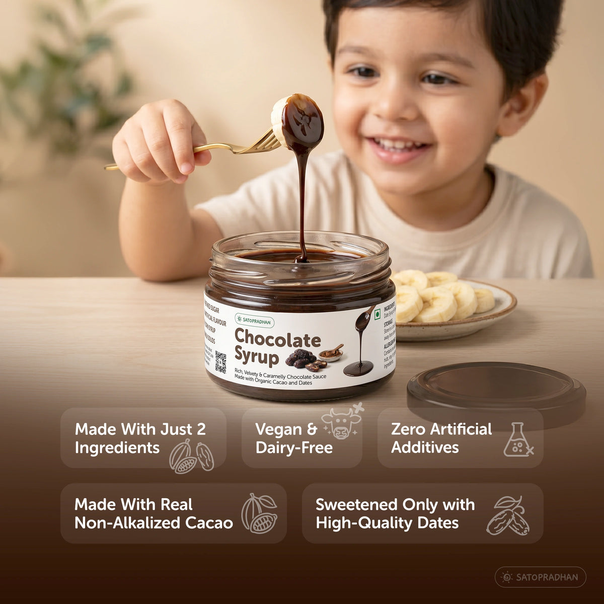 Organic Chocolate Syrup | Date-Sweetened Chocolate Sauce with Real Cacao | No Refined Sugar, No Artificial Flavours