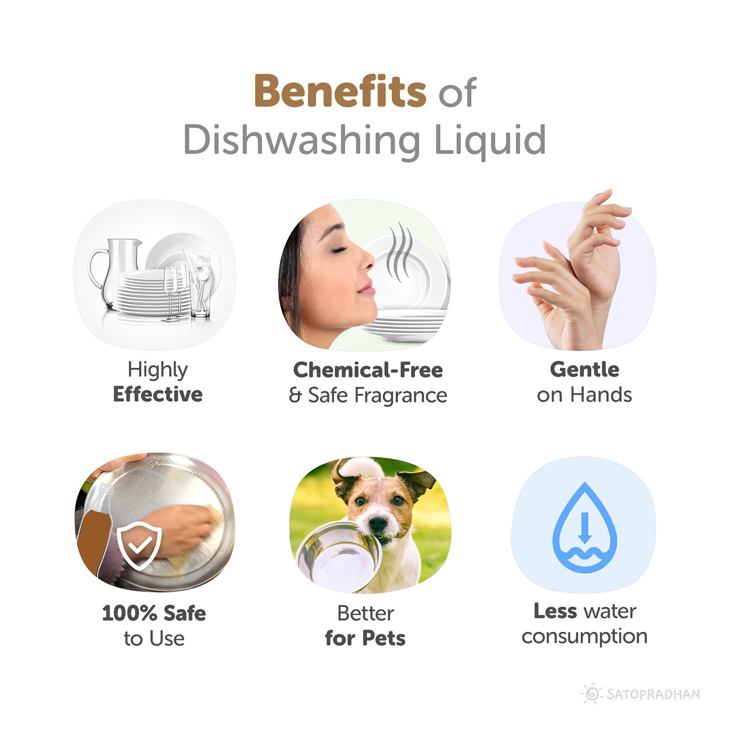 highly effective, chemical free, safe fragrance. gentle on hands, 100% safe to use, better for pets, less water consumption