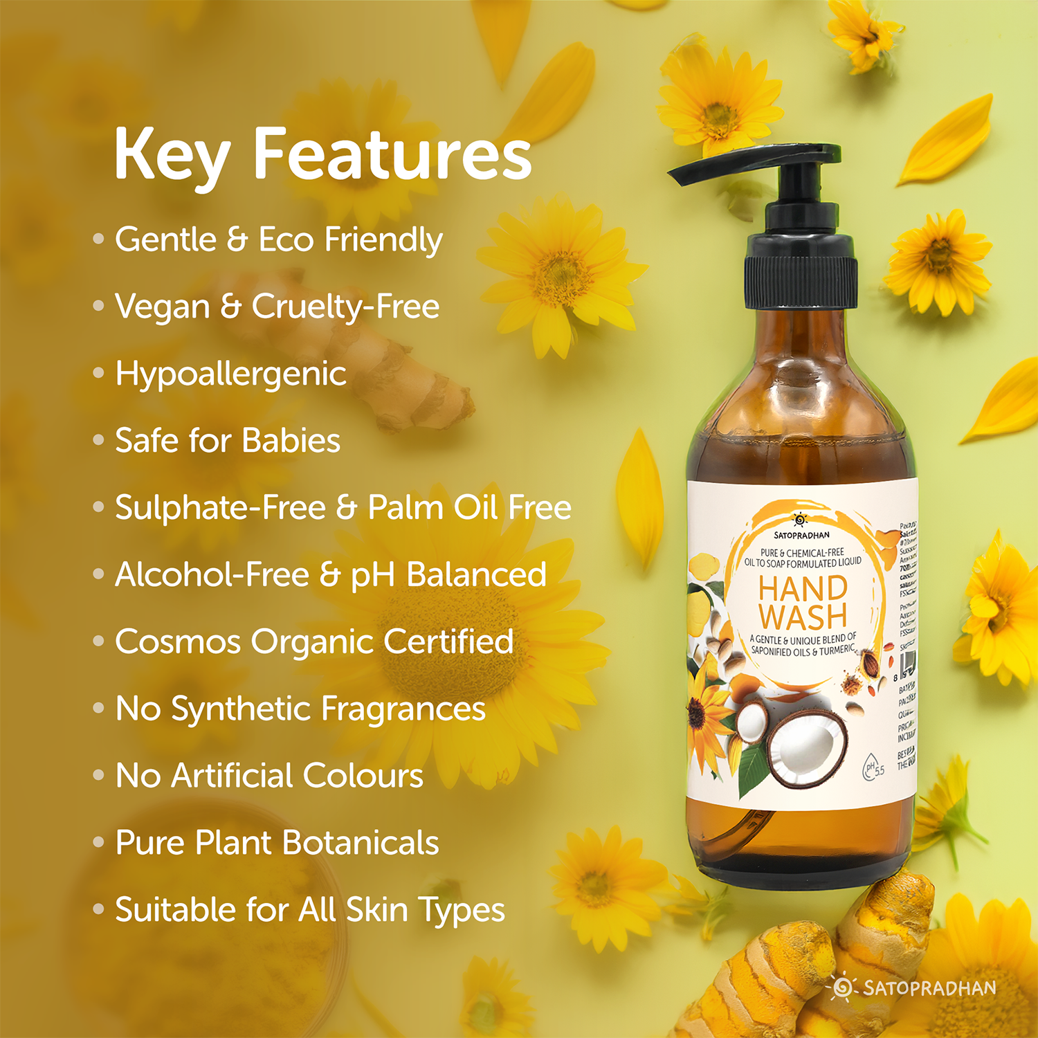Natural Liquid Handwash 200ml - Organic, Hydrating & Moisturizing Hand Soap for Sensitive Skin - Perfect Hand Cleanser & Disinfectant - Herbal, Vegan & Earth Friendly - For All Skin Types - Toxin Free Hand Soap - Hand Wash Without SLS