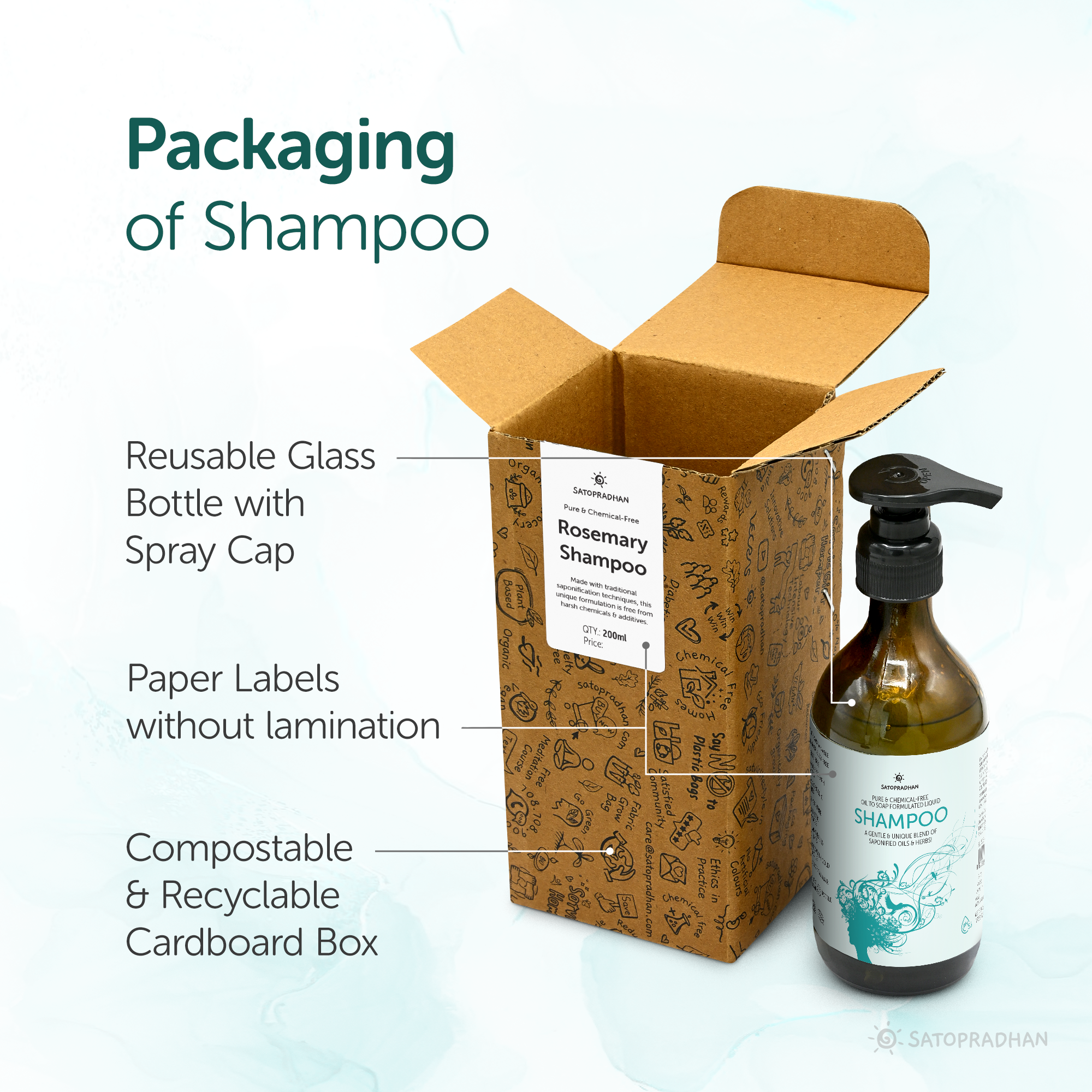 Saponified Rosemary Shampoo - 200ml or 750ml - Oil to Soap Formulated - Mild Natural Shampoo - Herbal, Vegan & Eco-friendly - For All Hair Types - Sulphate & Paraben-free Shampoo Liquid - Combats Dandruff & Hairfall - sodium lauryl sulfate free shampoo