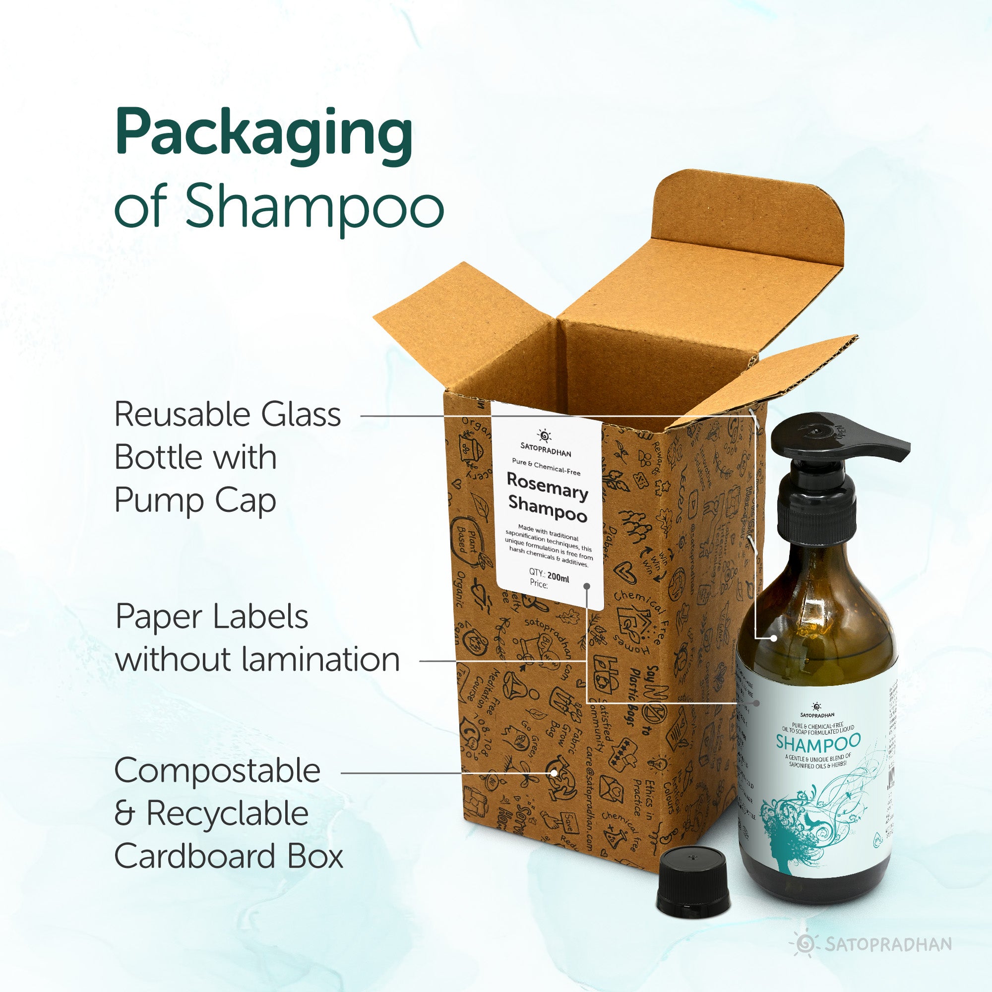 Saponified Rosemary Shampoo - 200ml or 750ml - Oil to Soap Formulated - Mild Natural Shampoo - Herbal, Vegan & Eco-friendly - For All Hair Types - Sulphate & Paraben-free Shampoo Liquid - Combats Dandruff & Hairfall - sodium lauryl sulfate free shampoo