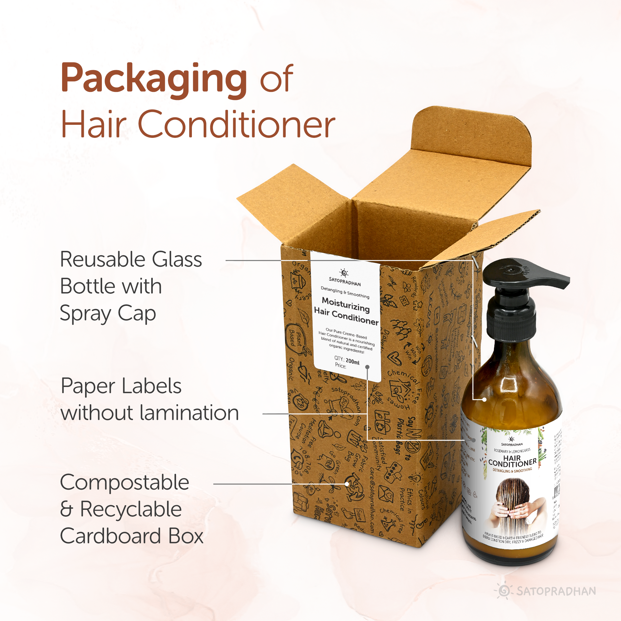 Moisturizing Hair Conditioner 200ml | Post Wash Hair Conditioner | Nourishes & Detangles Hair | Best for Dry & Damaged Hair | Packing | Eco Friendly