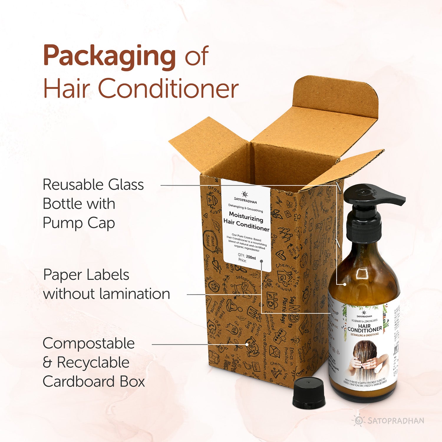 Moisturizing Hair Conditioner 200ml | Post Wash Hair Conditioner | Nourishes & Detangles Hair | Best for Dry & Damaged Hair | Packing | Eco Friendly