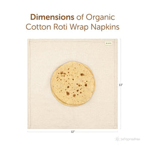 Chapati/Roti Wrap Cloth - Set of 6 Organic Cotton Roti Cover Rumals for Tiffin 12”x13” |