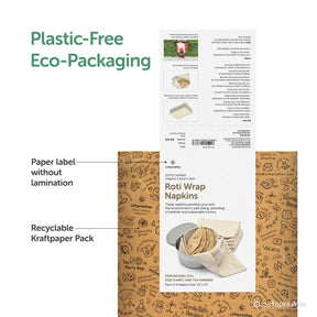 Chapati wraps are packed in a compostable kraft pouch