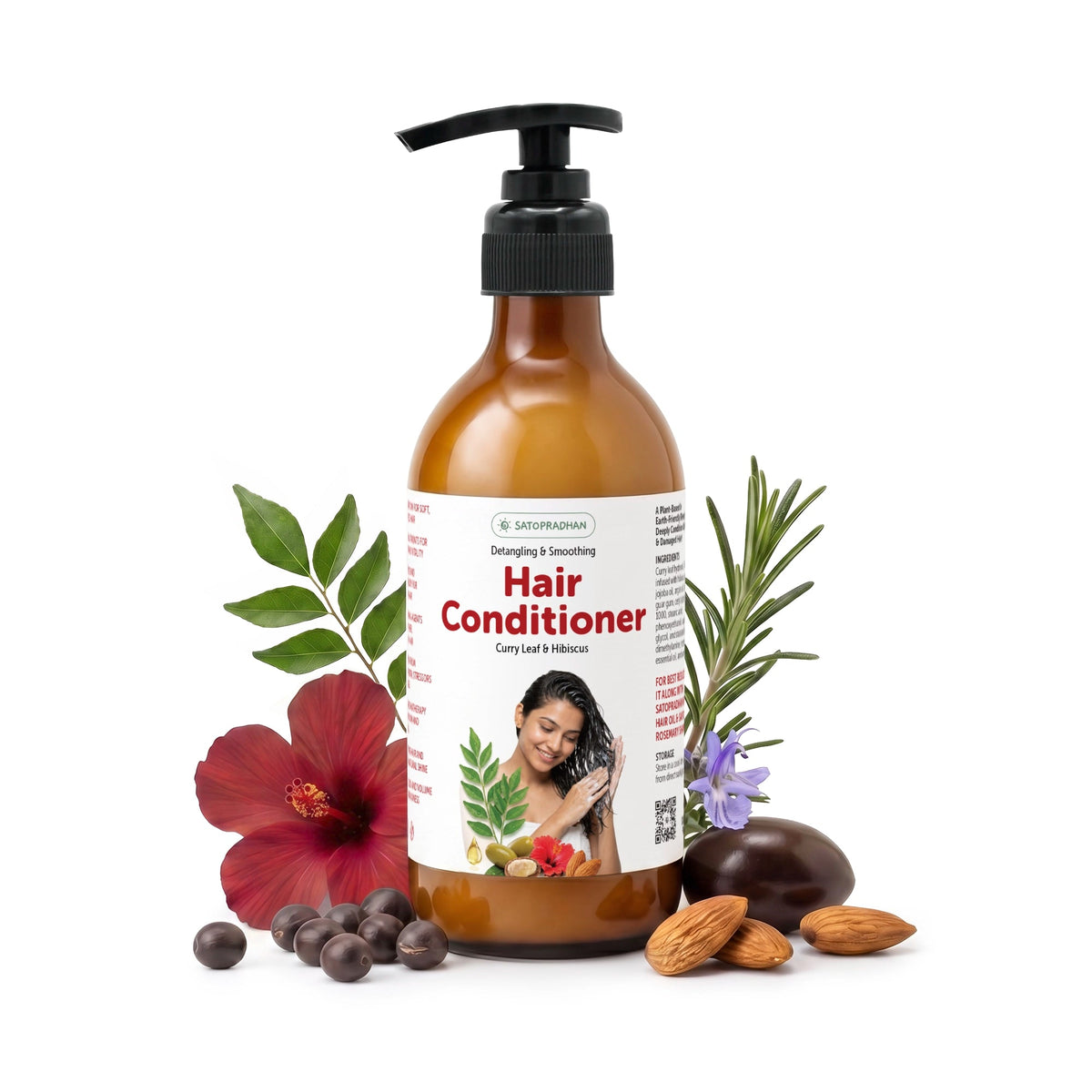 Moisturizing Hair Conditioner 200ml Glass Bottle / 900ml Refill in Upcycled Plastic Bottle - Post Wash Hair Conditioner - Nourishes & Detangles Hair - Best for Dry & Damaged Hair - Satopradhan