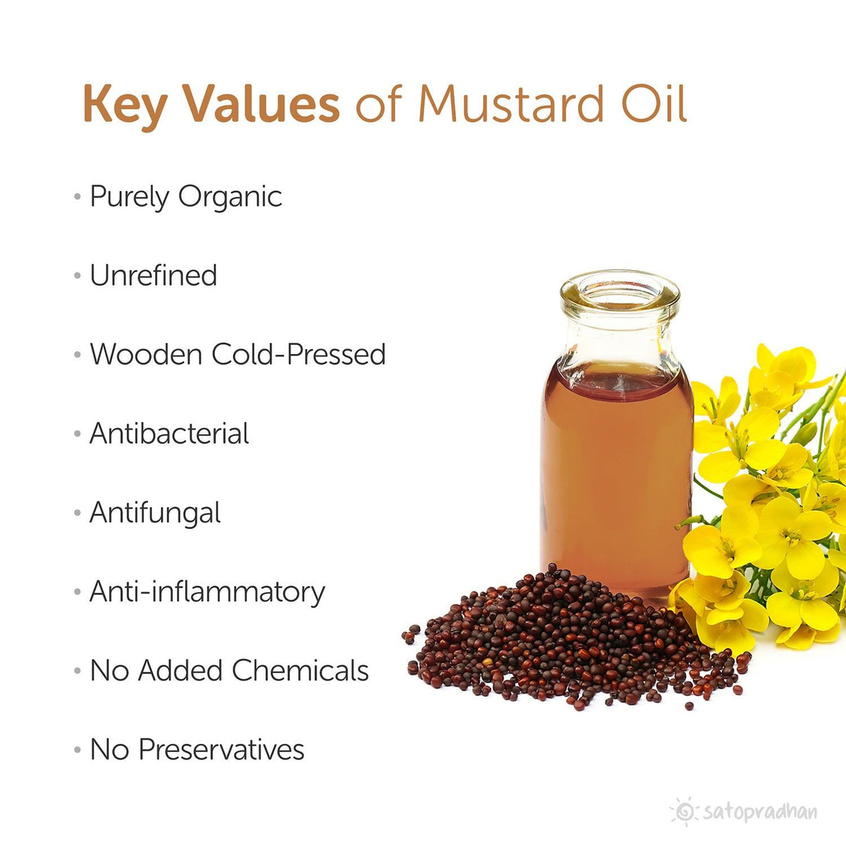 Mustard Oil - Wooden Cold-pressed & Double-filtered 1000ml Oil in reusable glass bottle (Kachi Ghani) - Satopradhan