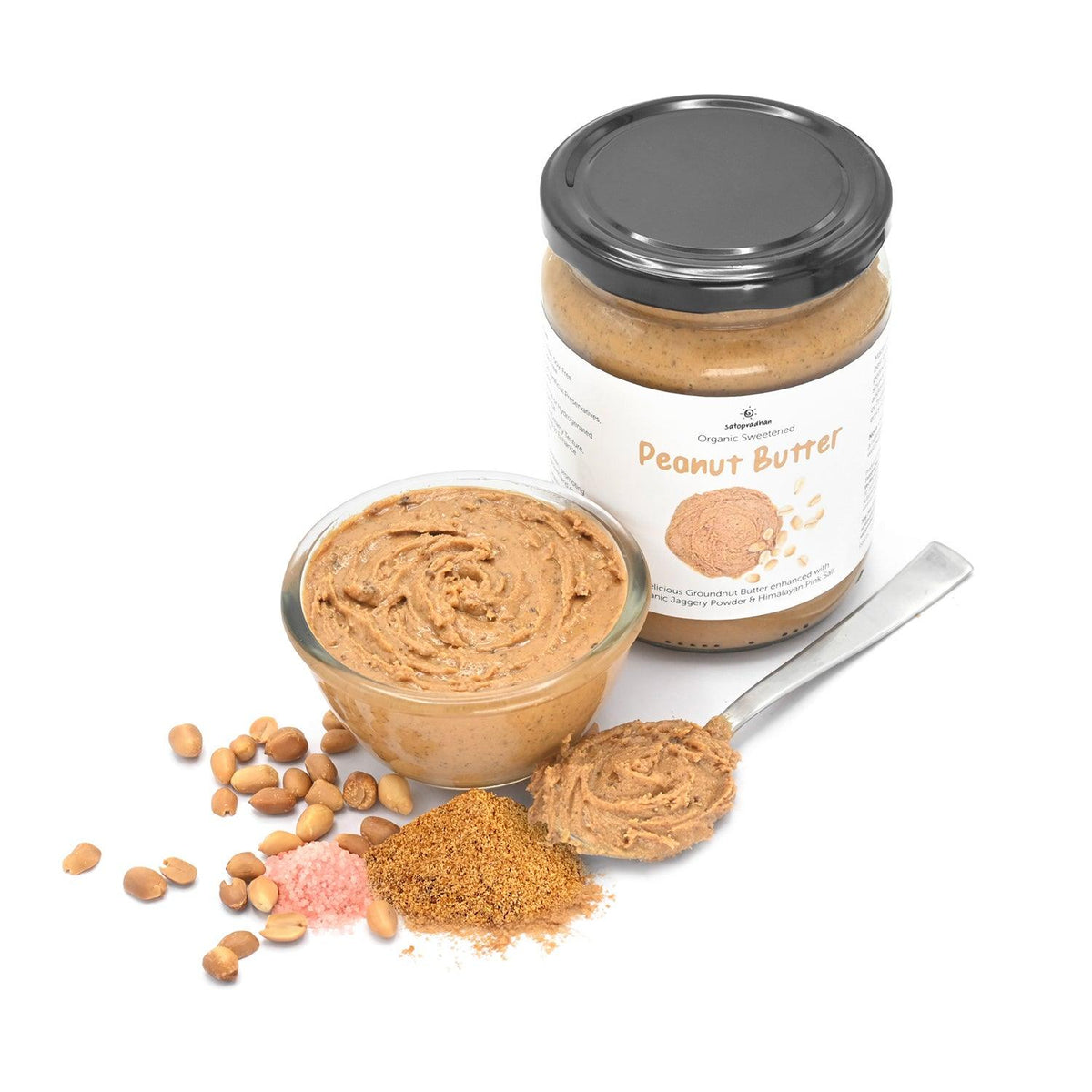 Organic Peanut butter Creamy 500g made from organically grown Ghungroo/Java peanuts and mildly sweetened with jaggery powder with added pinch of salt