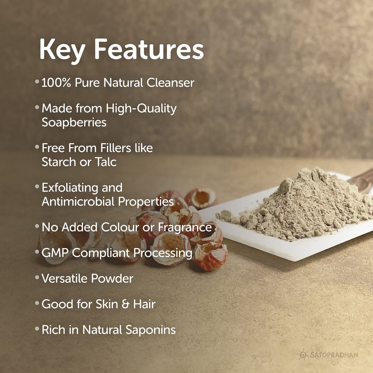 Natural Reetha Powder 200g | Pure Soapnut Powder | Eco-Friendly Aritha Powder | Reetha Fruit Powder | Ayurvedic Cleanser | Soapberries | Gentle & Effective Washnut Powder For Skin, Hair, Dishes & Laundry - Satopradhan