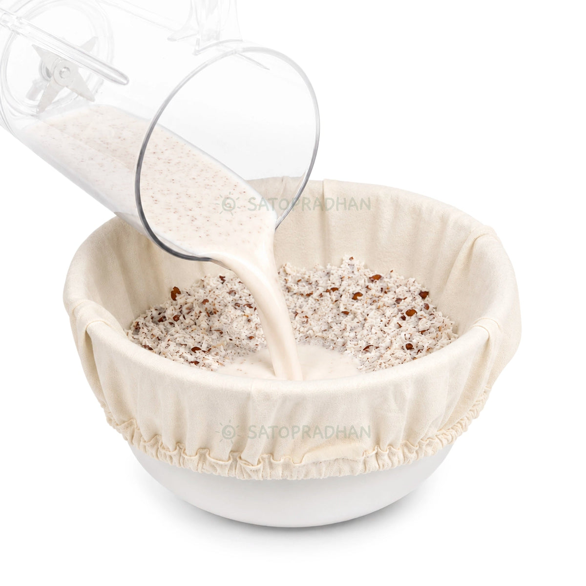 Organic Cotton Cloth Nut Milk Bag - Reusable Cloth Liquid Strainer - Reusable Mesh for Making Milk & Juicing - Perfect Alternative to Cheesecloth for Kitchen | Unbleached, Undyed & GOTS Certified - Satopradhan