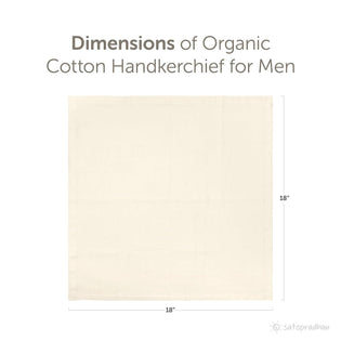 Dimension illustration of an organic cotton handkerchief, 18x18 inches, cream white, eco-friendly fabric