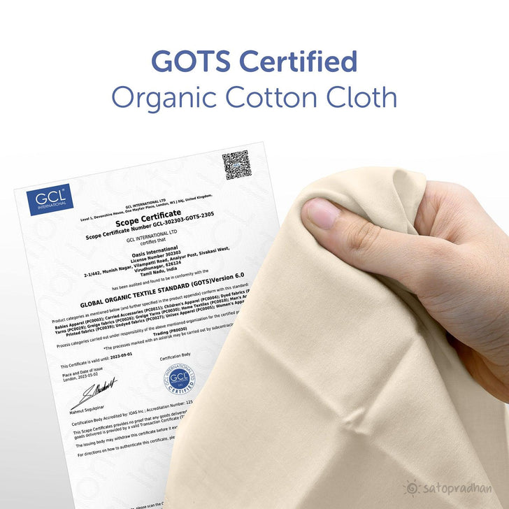 Certified organic cotton handkerchief for women, eco-friendly and sustainable, 12x12 inches