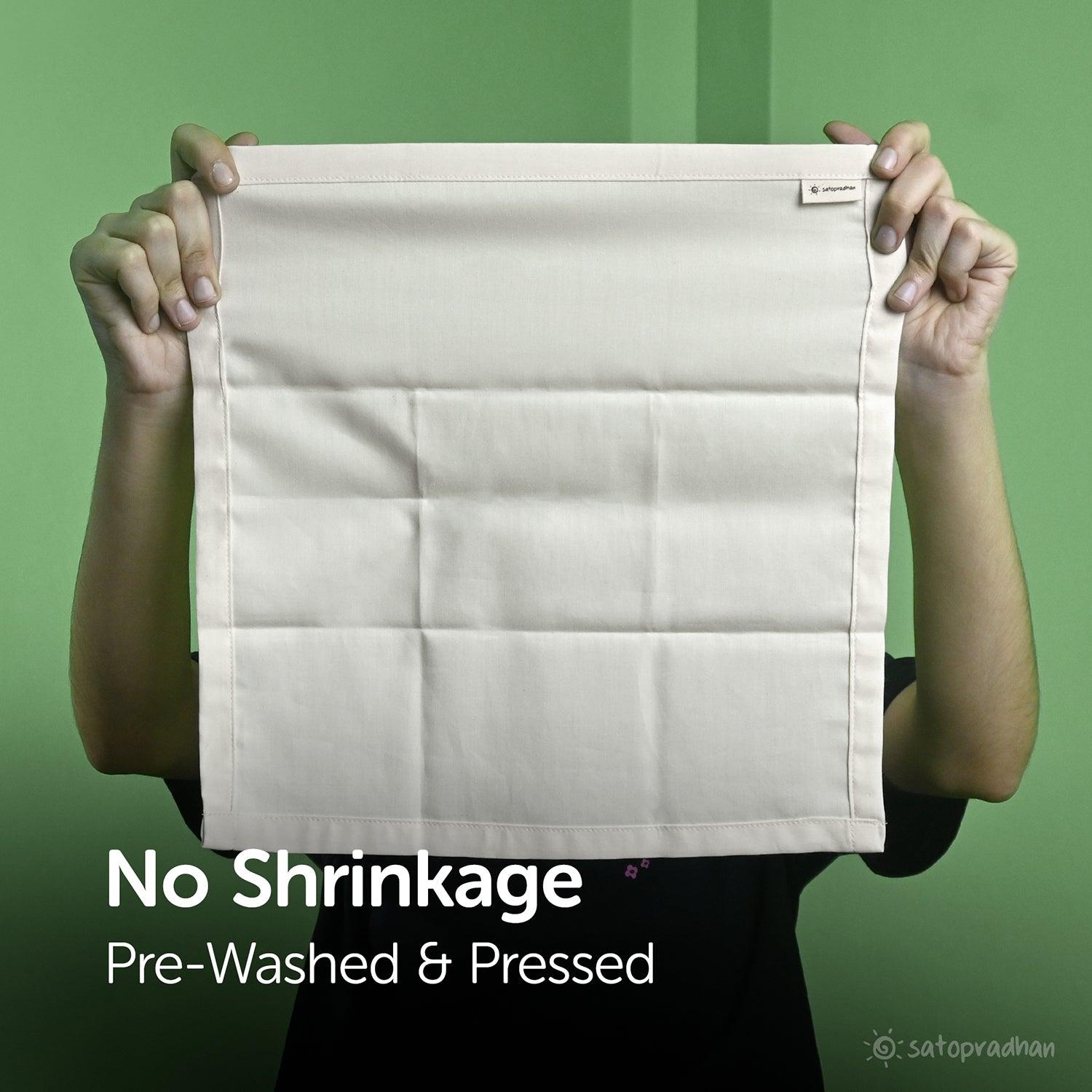 Prewashed and pressed organic cotton handkerchief for women, no shrinkage, eco-friendly, 12x12 inches