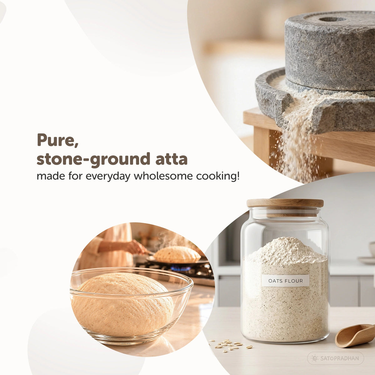 Organic Oats Flour 800g – Gluten-Free Stone Ground Oats Atta - Satopradhan