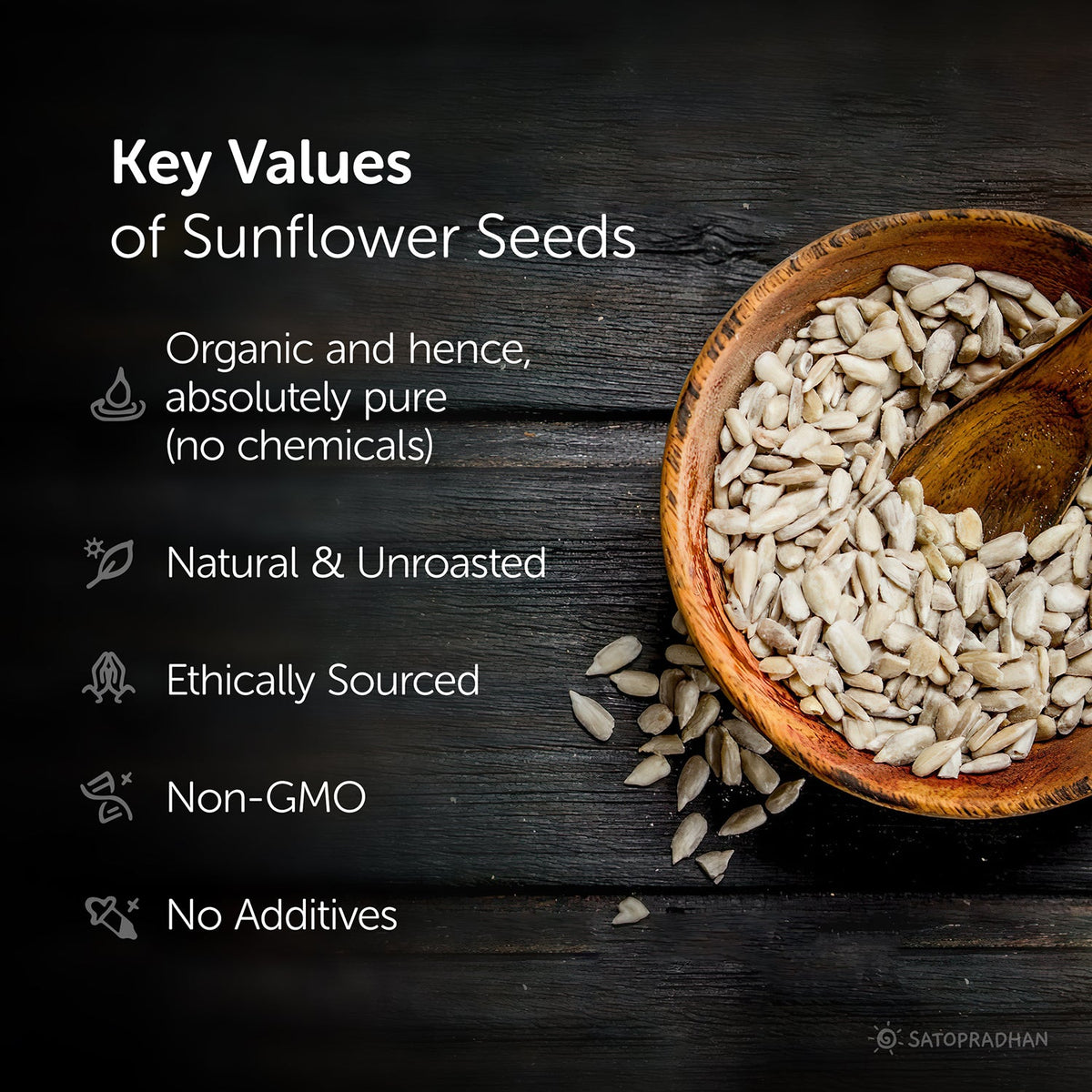 Sunflower Seeds - Edible Raw Unsalted Kernels 200g - High-Quality, Natural & Organic Without Additives - Satopradhan
