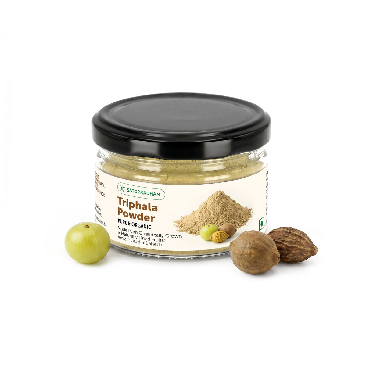 Triphala Powder 100g - Made from Organically Grown & Dried Amla, Baheda & Harad - Pure Triphala Churna - Weight Loss - Digestion - Immunity - Satopradhan