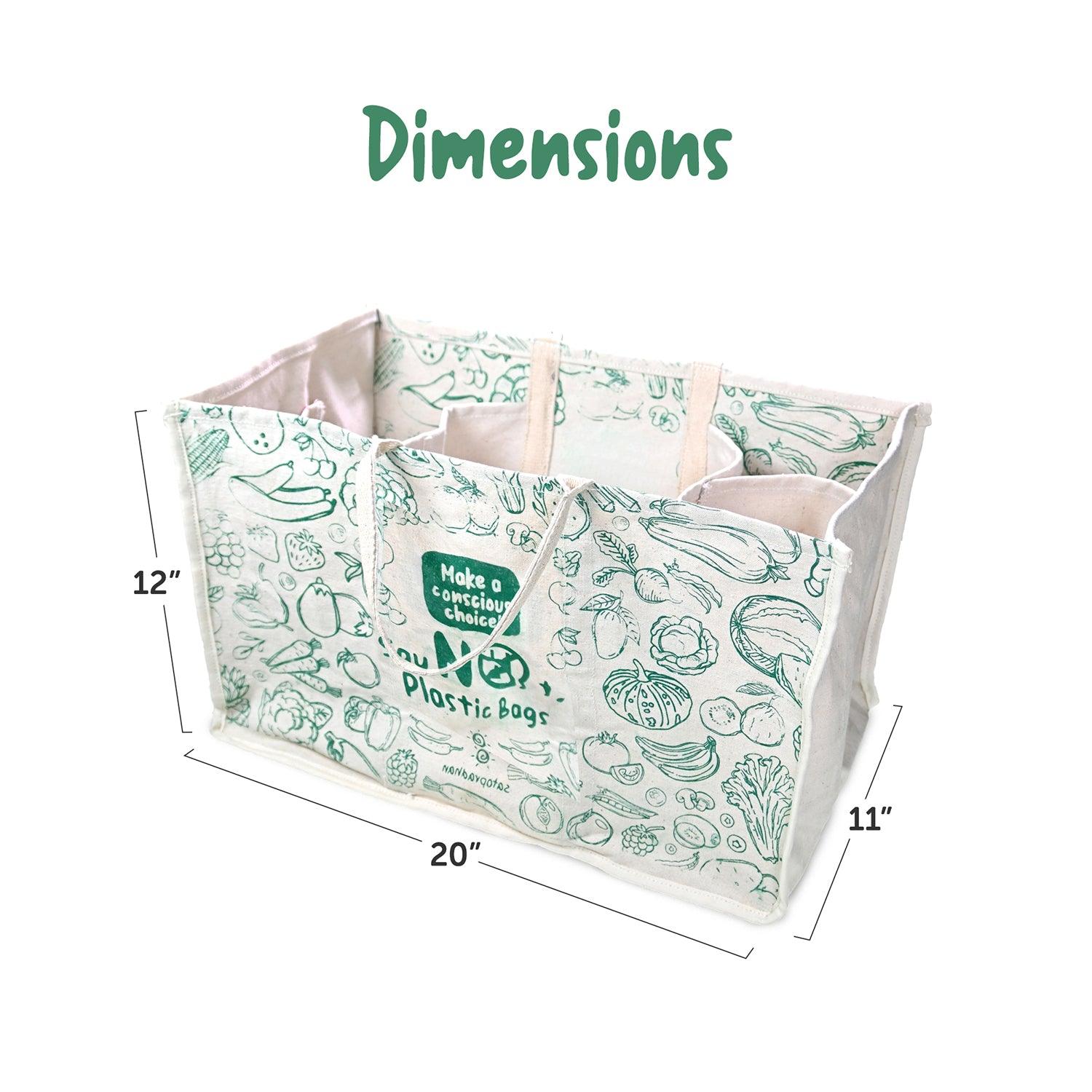 Grocery Bag made with Heavy Duty Canvas Cloth - Thoughtfully designed, reusable shopping bag with two printed sides - Satopradhan