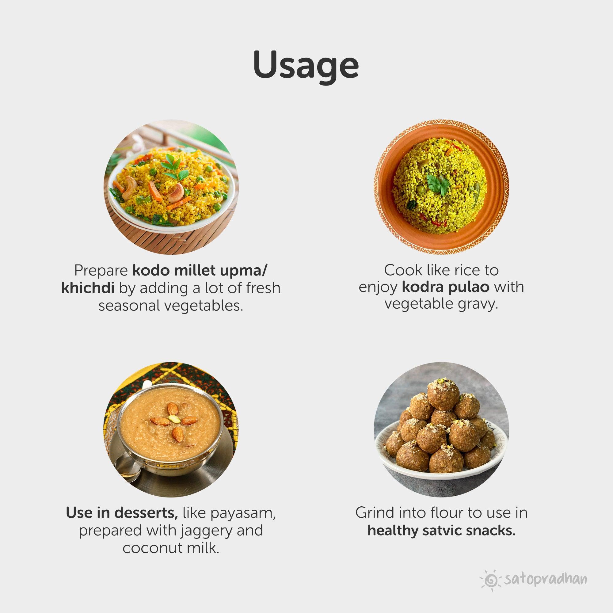 Kodo Millet - Kodra 800g- Natural, Organic & Unpolished - Gluten free and Wholesome Grain without Additives - Satopradhan