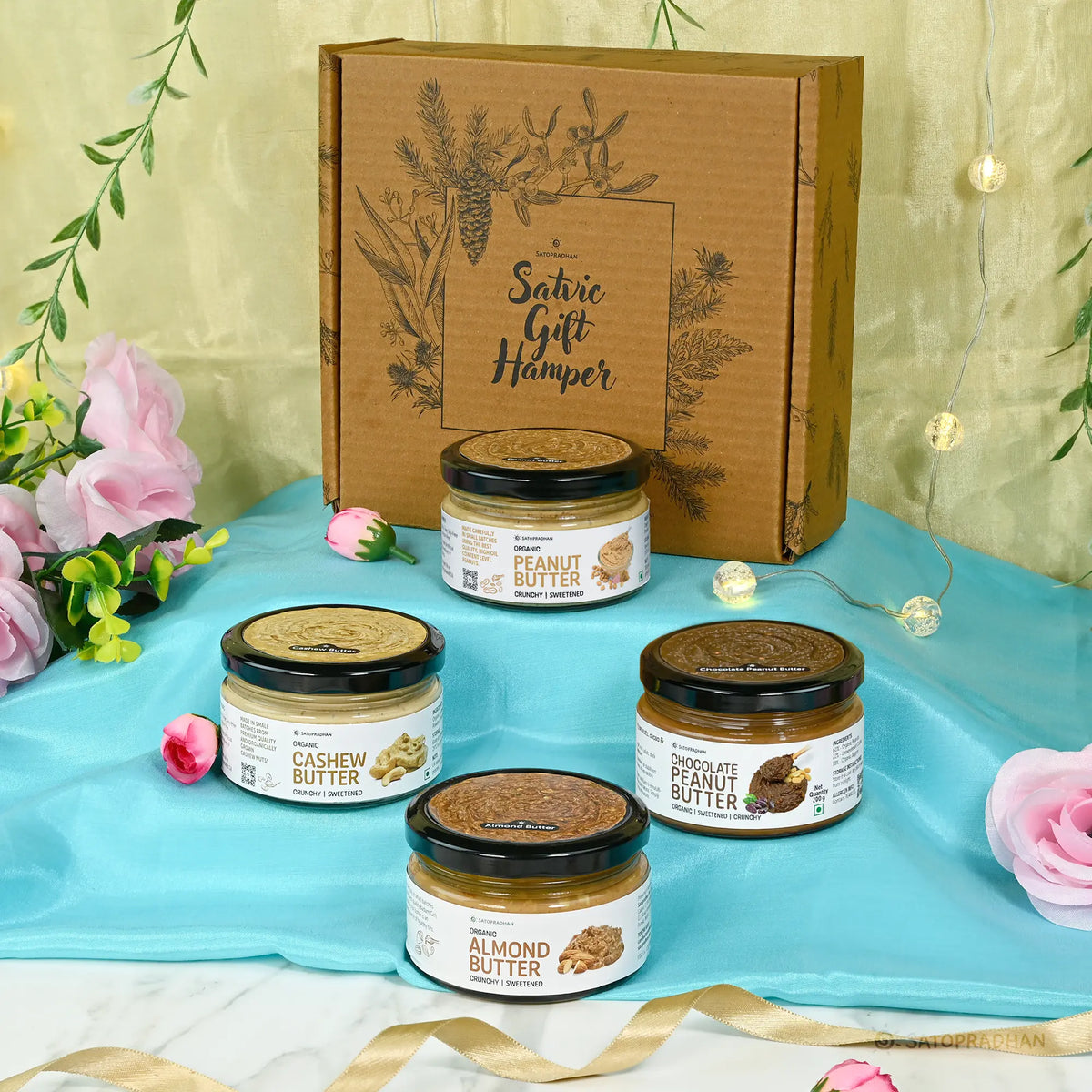 Natural Nut Butter Gift Hamper –  Healthy Assorted Nut Spreads - Set of 4 – Organic, Vegan, Gluten-Free, No Added Sugar, Natural Gift Set