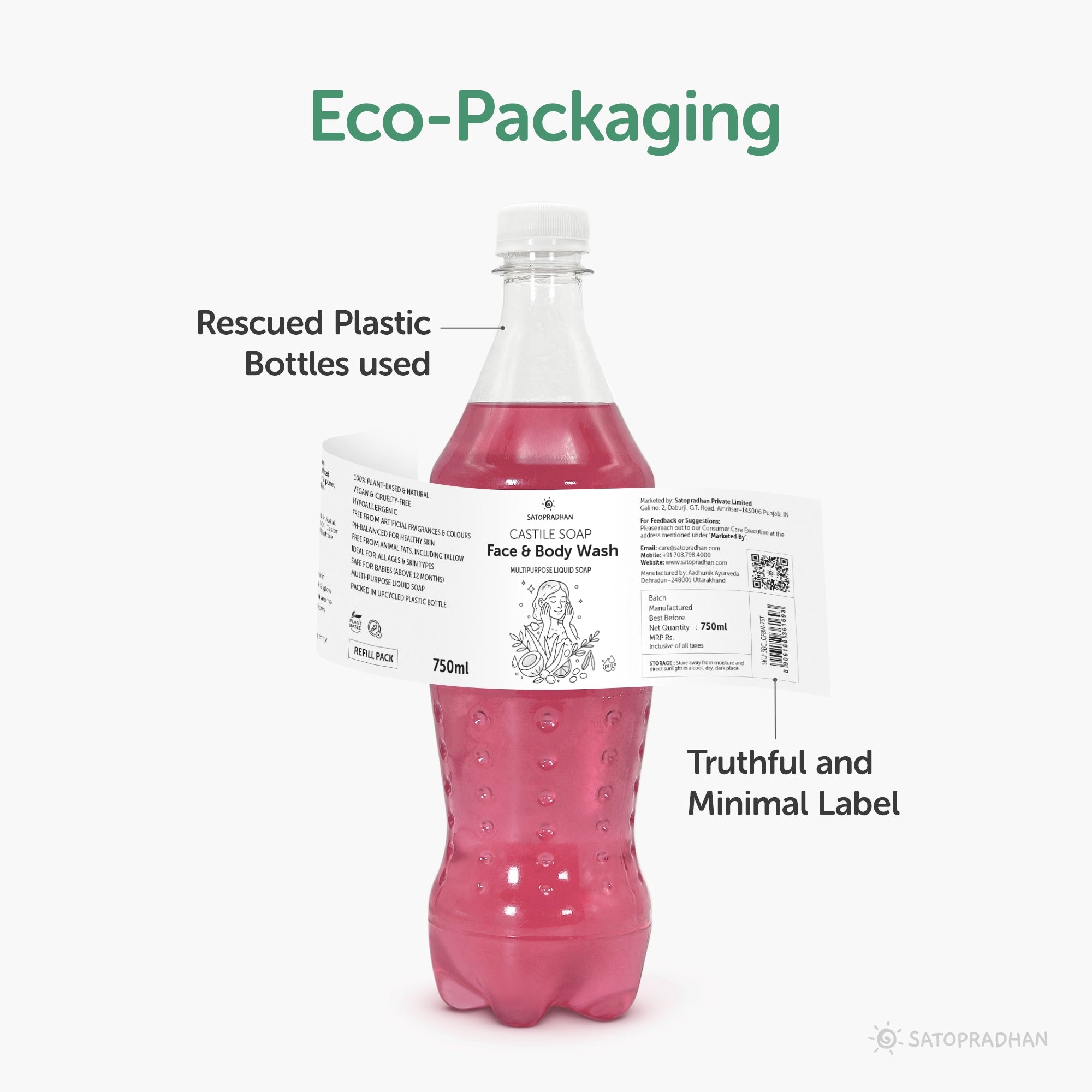 Castile Face & Body Wash – 200ml Natural, Organic, Pure & Vegan Liquid Soap – Gentle & Multi-Purpose Cleanser– Ideal for Sensitive, Dry & Acne-Prone Skin – Eco-Friendly, Hypoallergenic & Non-Comedogenic