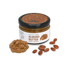 Sweetened Almond Butter Crunchy - 200g | Made with Organically Grown Almonds | All Natural, Gluten-Free & Vegan | Keto-Friendly Nut Butter