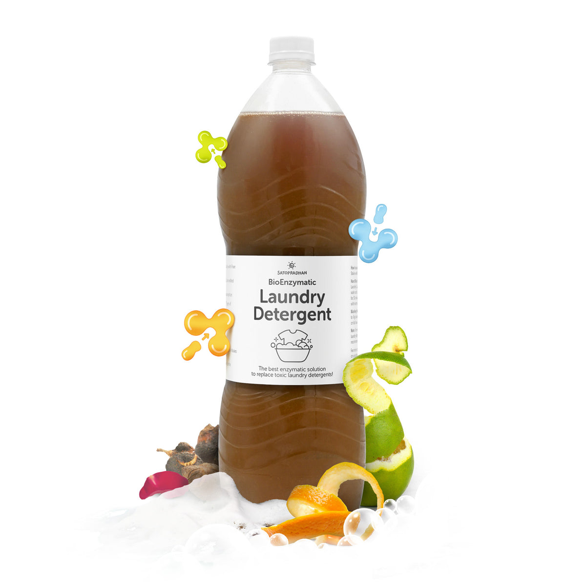 Natural laundry liquid available in 750ml and 1.9L sizes, biodegradable detergent with enzymes, baby-safe and pet-safe, chemical-free, gentle, synthetic fragrance-free, and toxin-free, ideal for babies, newborns, and sensitive laundry