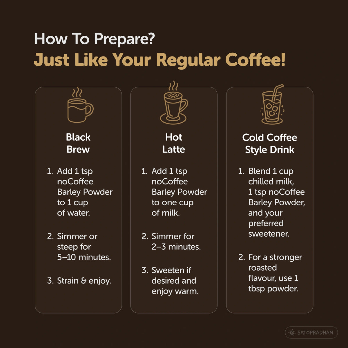 noCoffee Barley Powder  - Naturally Caffeine-Free Coffee Alternative - Roasted Nutty Wellness Drink