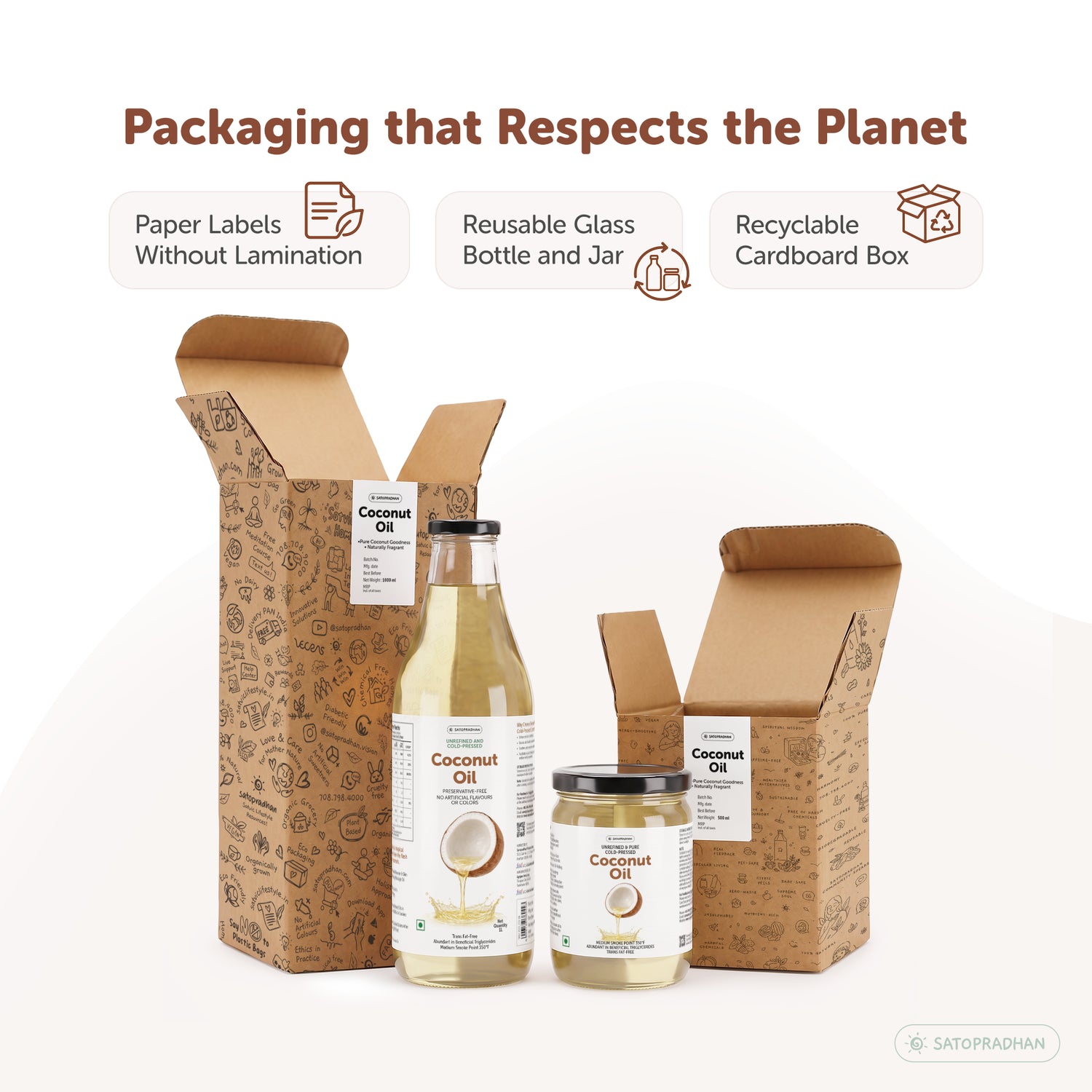Coconut Oil - Wooden Cold-pressed- Choose from 1000ml or 500ml Multipurpose Oil Without Chemicals in a Reusable Glass Bottle (Kachi Ghani)