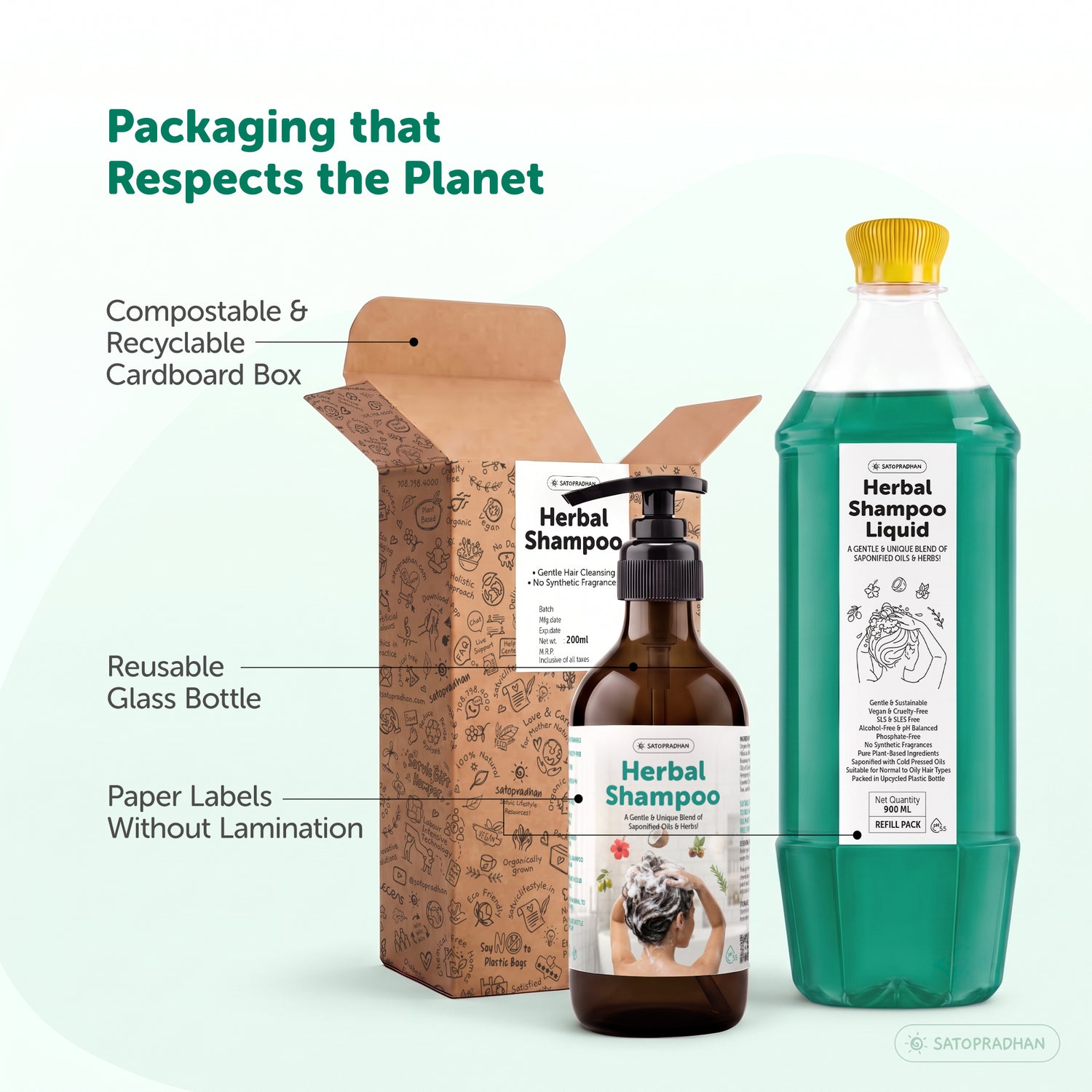 Saponified Rosemary Shampoo 200ml Glass Bottle / 900ml Refill in Upcycled Plastic Bottle - Mild, Natural & Eco-friendly - For Normal to Oily Hair Types - Sulphate & Paraben-free