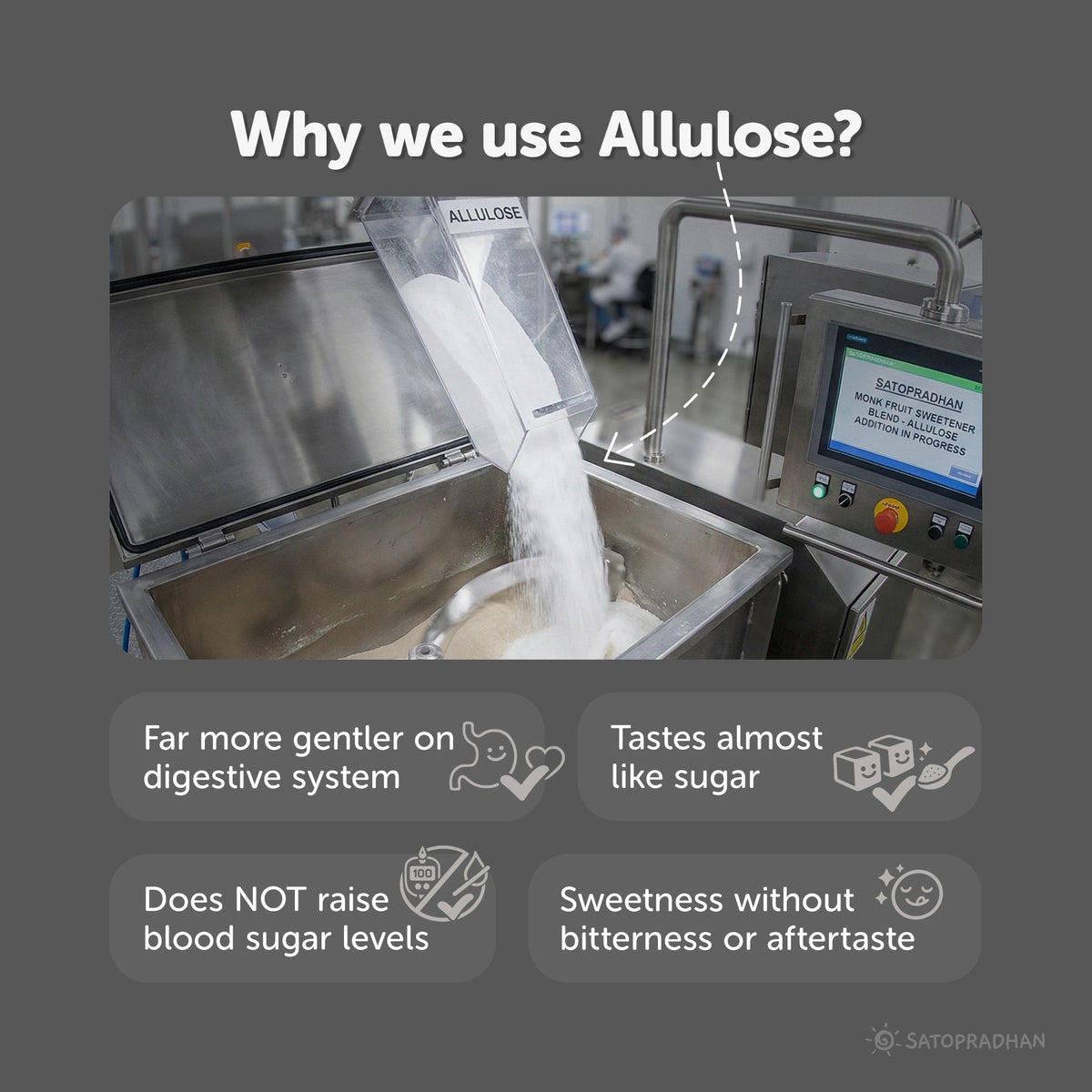 Monk Fruit Sweetener Powder with Allulose 450g - Plant-Based Sugar Substitute - Keto & Diabetic-Friendly - 1:2 Sugar Replacer