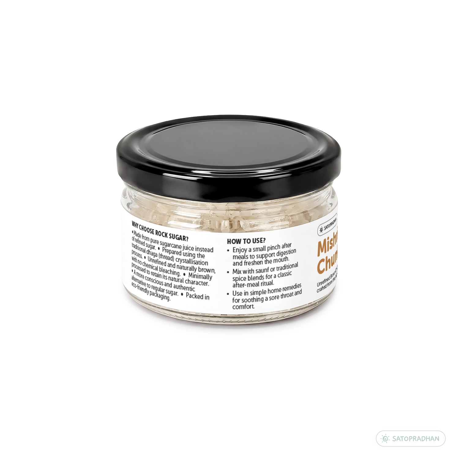 Brown Dhaga Mishri Chunks 150g – Rock Sugar Crystals - Unrefined, Chemical-Free Sweetener