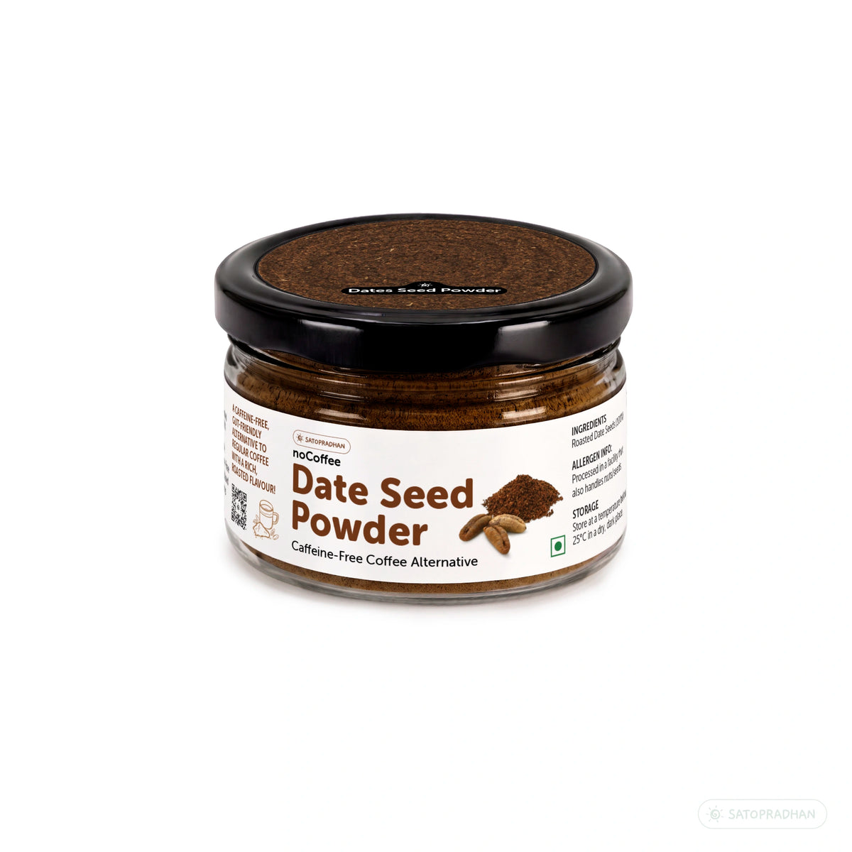 noCoffee Date Seed Powder 100g - Best Caffeine Free Coffee Alternative – Non Acidic Coffee for GERD & IBS – Organic, Gut Friendly, Plant-Based Coffee Substitute – Coarsely Ground