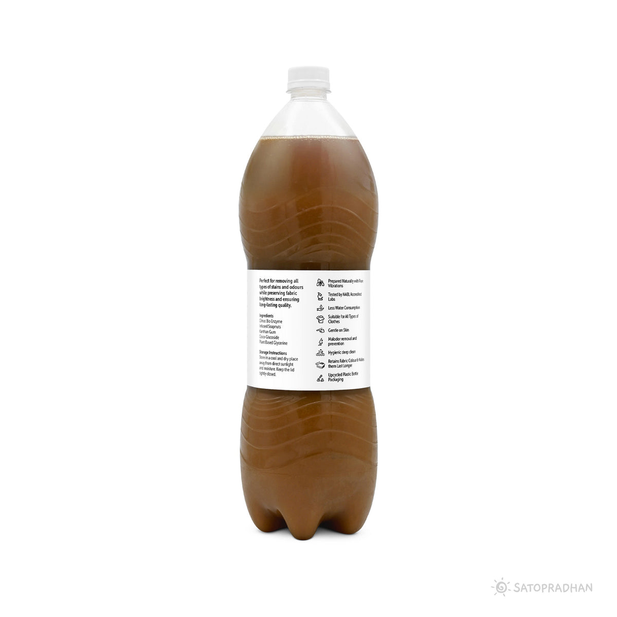 Large 1.9L eco-friendly upcycled bottle packaging for natural laundry liquid, ideal for sustainable and long-term use