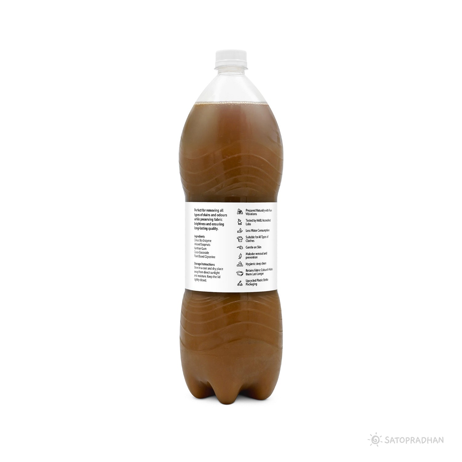 Large 1.9L eco-friendly upcycled bottle packaging for natural laundry liquid, ideal for sustainable and long-term use