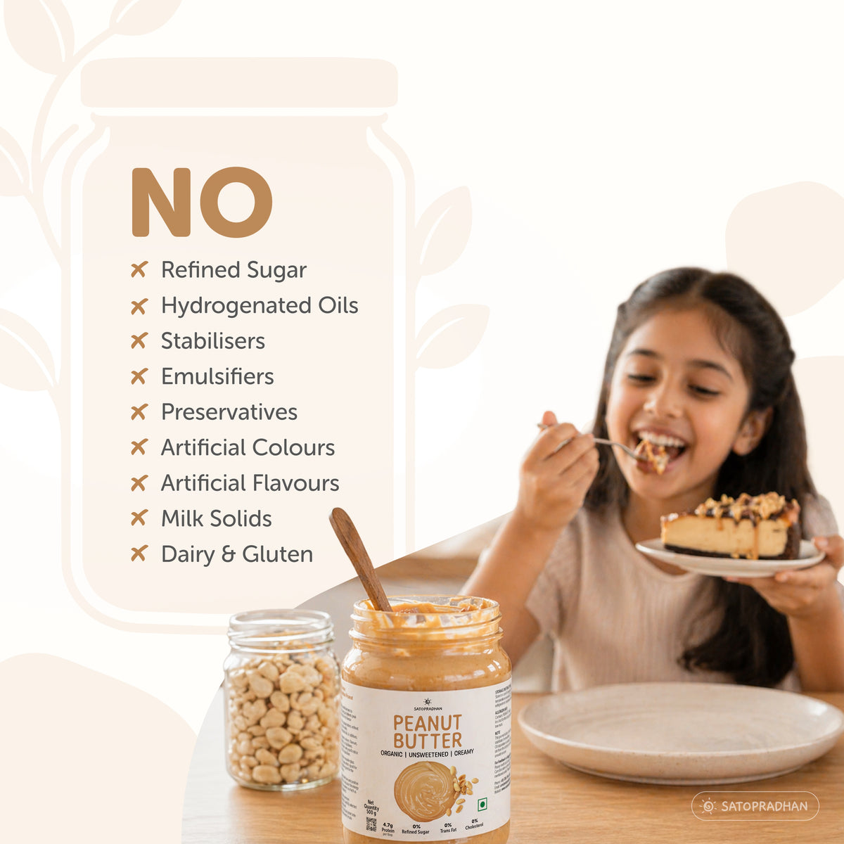 Sugar Free Plain Peanut Butter 500g – Creamy - Unsweetened - 100% Peanuts