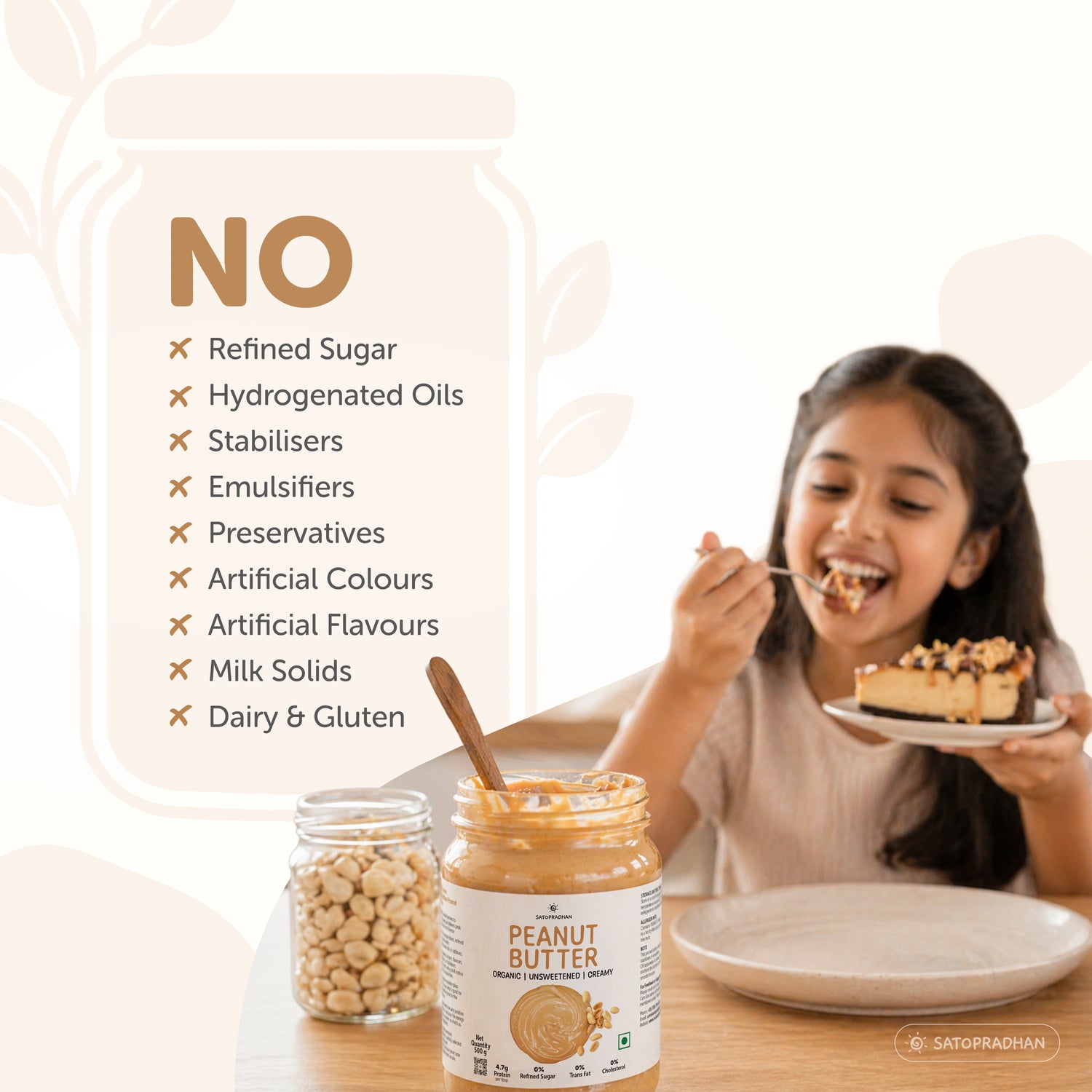 Sugar Free Plain Peanut Butter 500g – Creamy - Unsweetened - 100% Peanuts