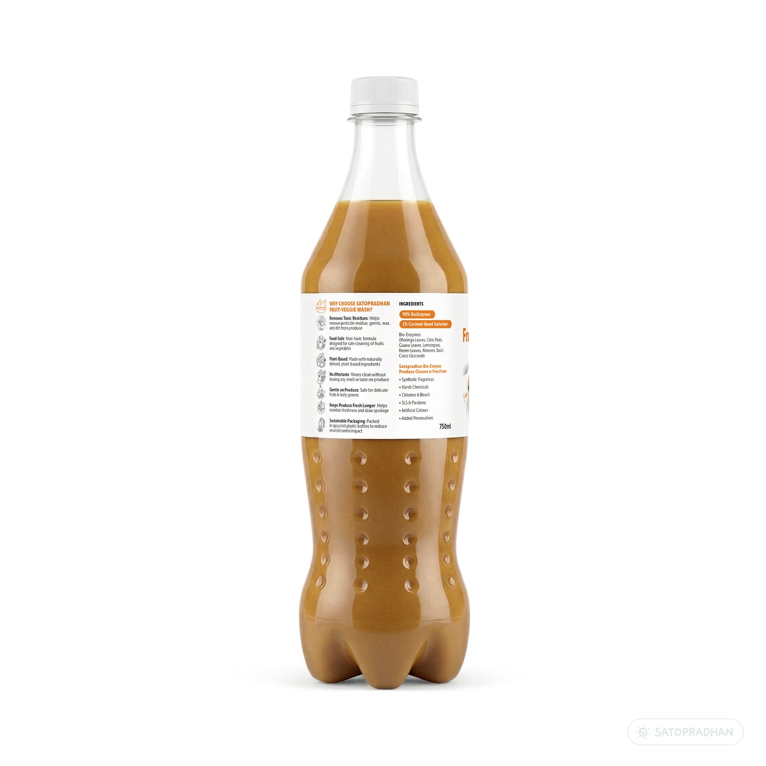 Natural Fruit & Vegetable Wash 750ml/1.9L - Bioenzyme-Based Produce Cleaner - Chemical-Free Vegetable Wash Liquid Cleaner