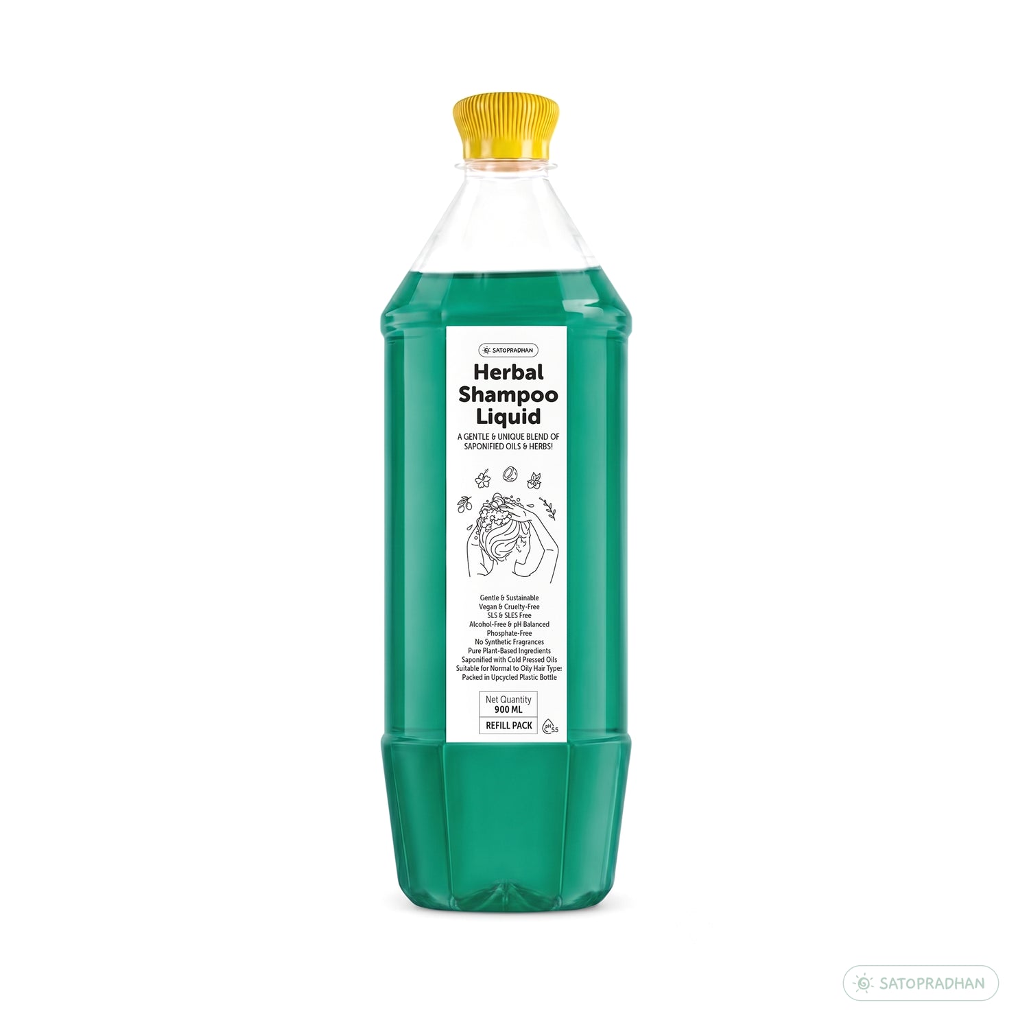 Saponified Rosemary Shampoo 200ml Glass Bottle / 900ml Refill in Upcycled Plastic Bottle - Mild, Natural & Eco-friendly - For Normal to Oily Hair Types - Sulphate & Paraben-free