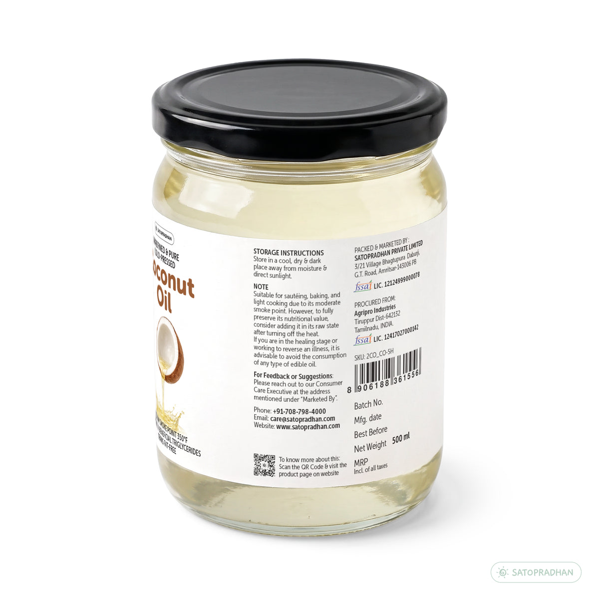 Coconut Oil - Wooden Cold-pressed- Choose from 1000ml or 500ml Multipurpose Oil Without Chemicals in a Reusable Glass Bottle (Kachi Ghani)