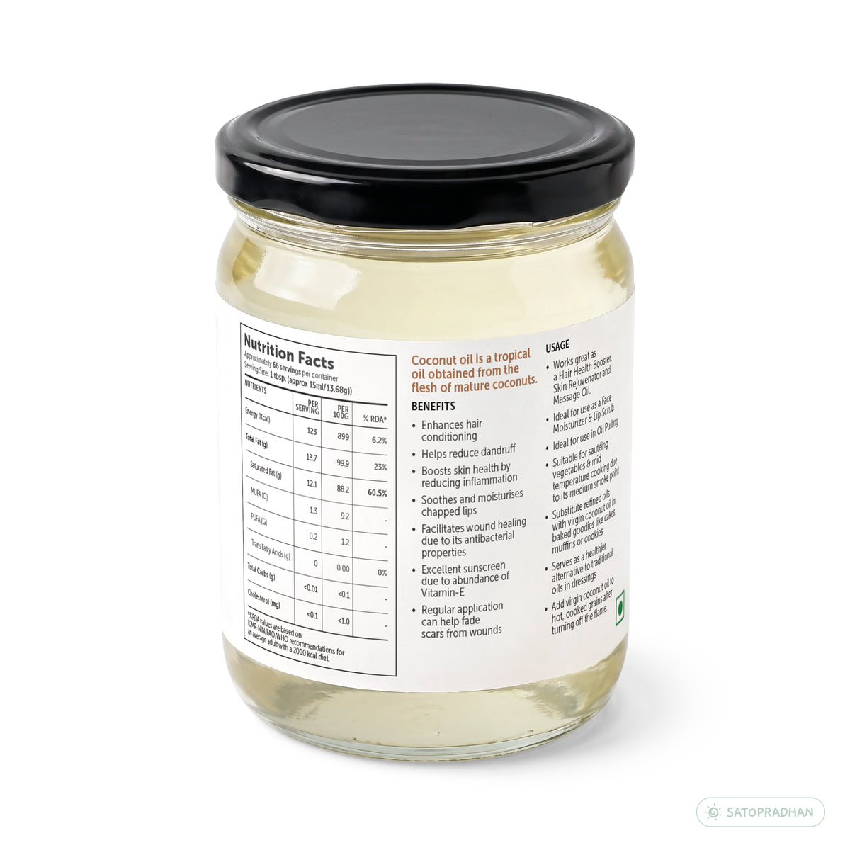 Coconut Oil - Wooden Cold-pressed- Choose from 1000ml or 500ml Multipurpose Oil Without Chemicals in a Reusable Glass Bottle (Kachi Ghani)