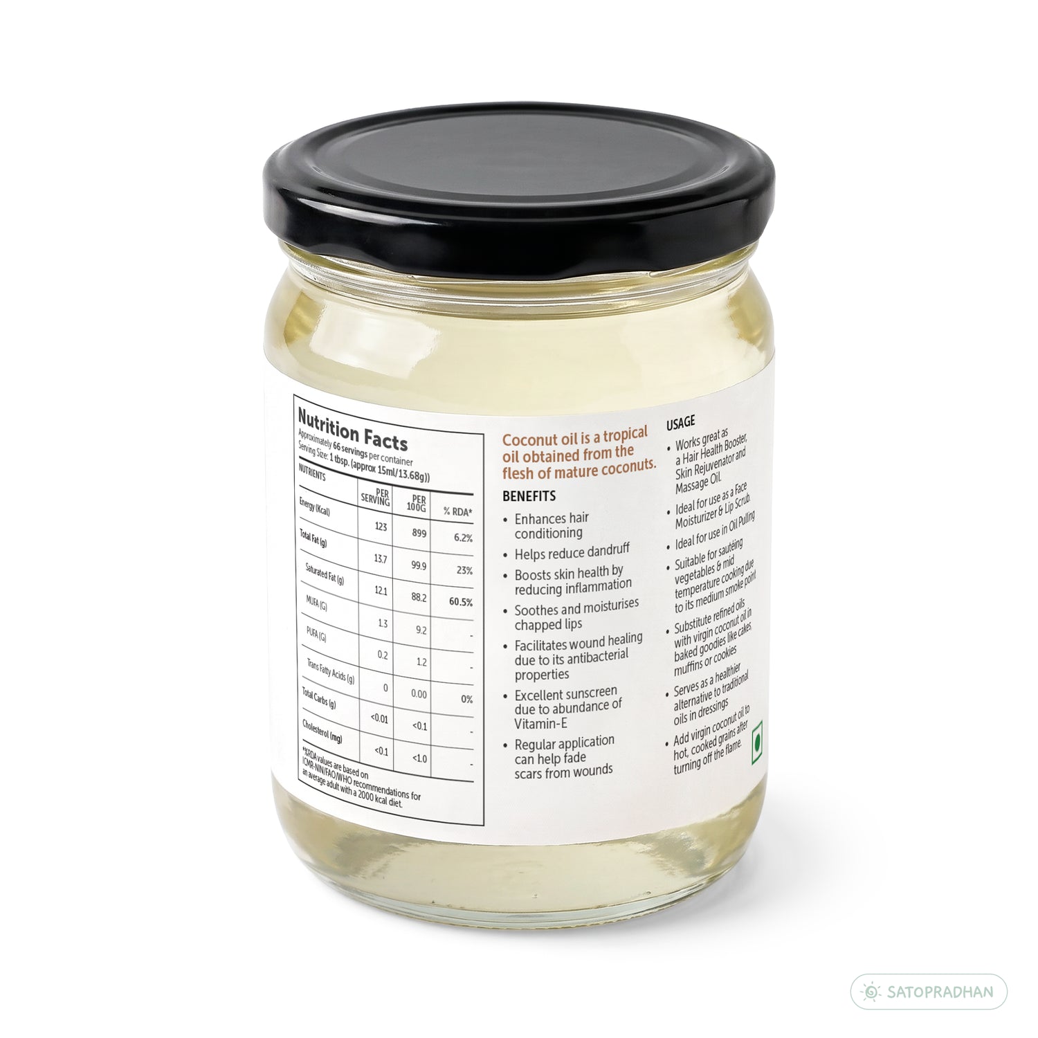 Coconut Oil - Wooden Cold-pressed- Choose from 1000ml or 500ml Multipurpose Oil Without Chemicals in a Reusable Glass Bottle (Kachi Ghani)