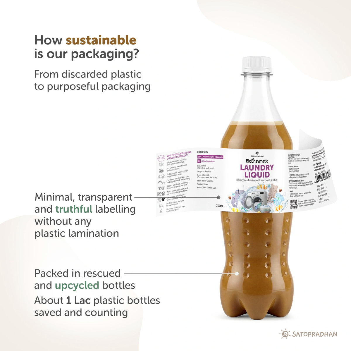 Bioenzyme Laundry Detergent Liquid  750ml/1.9L – Natural, Plant-Based & Eco-Friendly