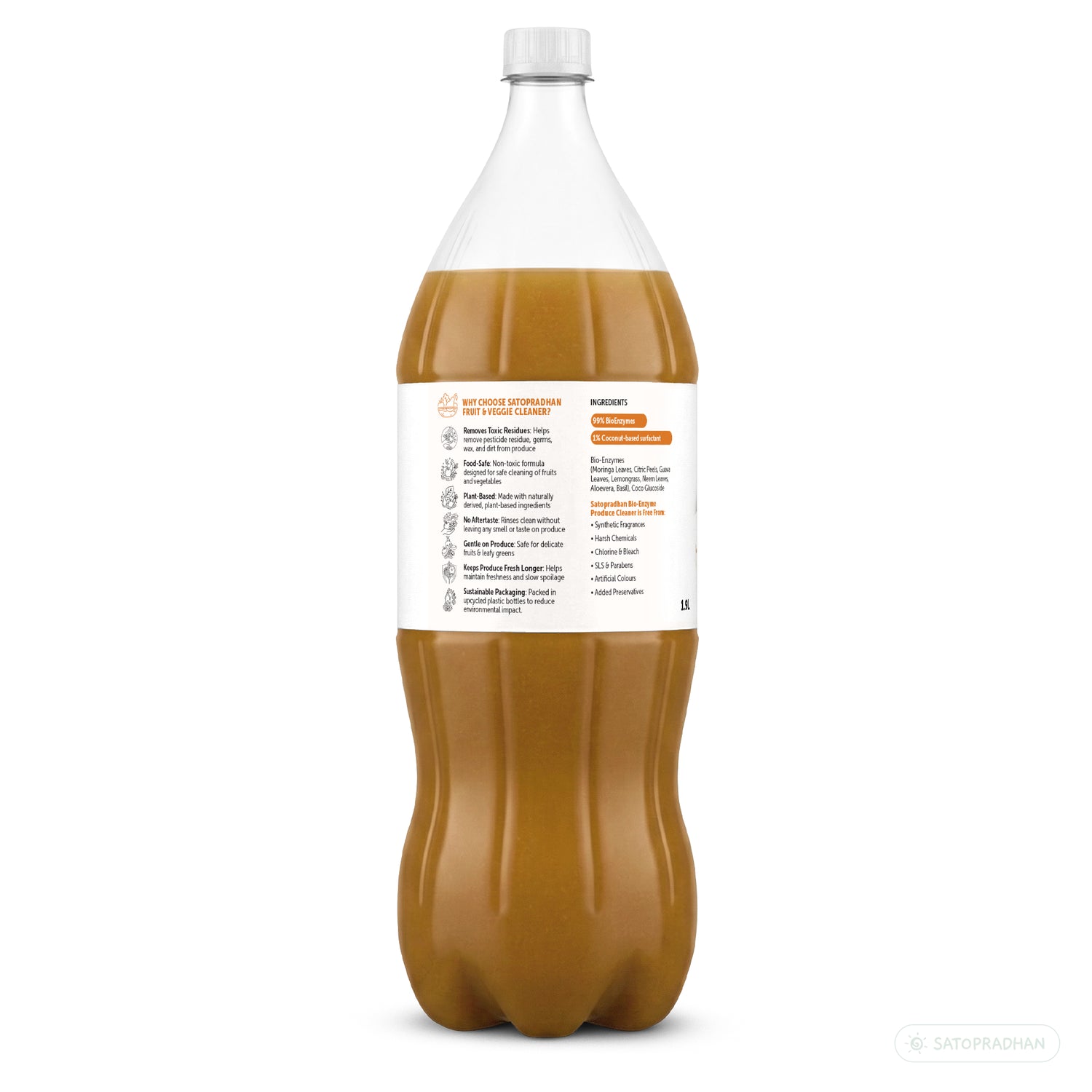 Natural Fruit & Vegetable Wash 750ml/1.9L - Bioenzyme-Based Produce Cleaner - Chemical-Free Vegetable Wash Liquid Cleaner