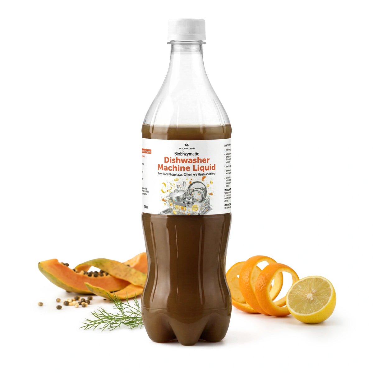 Natural Dishwasher Machine Detergent 750ml – Non Toxic, Phosphate Free & Eco-Friendly Automatic Dishwasher Liquid – Plant Based, Biodegradable & No-Foam Formula