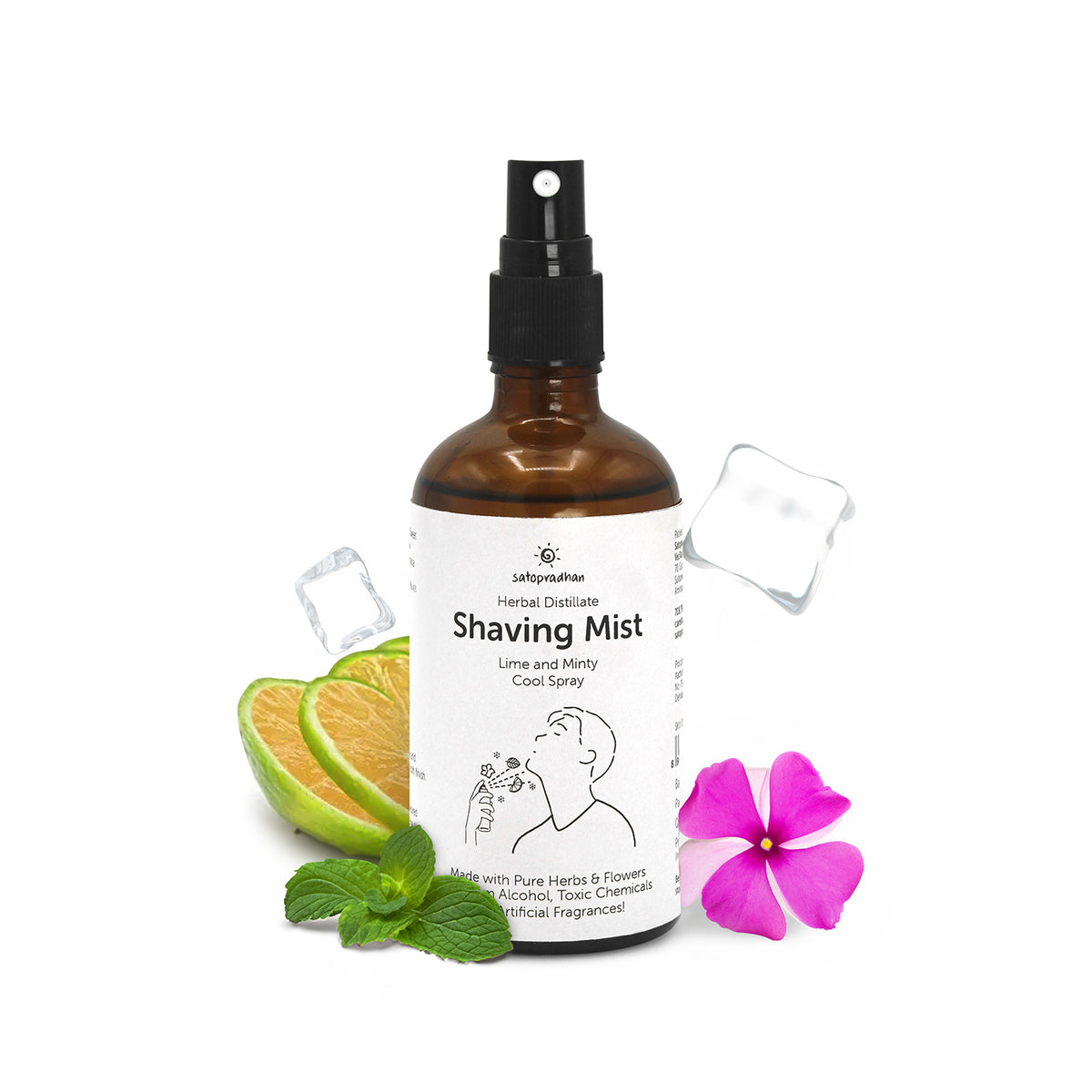 Shaving Mist | Refreshing After Shave Lotion for Men and Women 100ML- Sweet Lime & Vinca Rosea | Shaving Spray | Herbal & Organic | Antiseptic Mist | Alcohol Free
